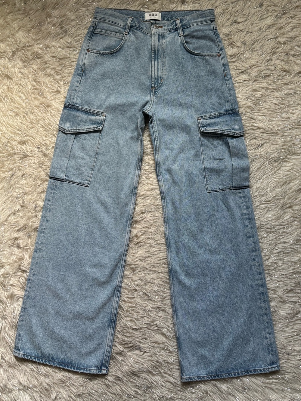 Agolde Minka Light Blue Women’s Cargo Wide Leg Jeans Size 27